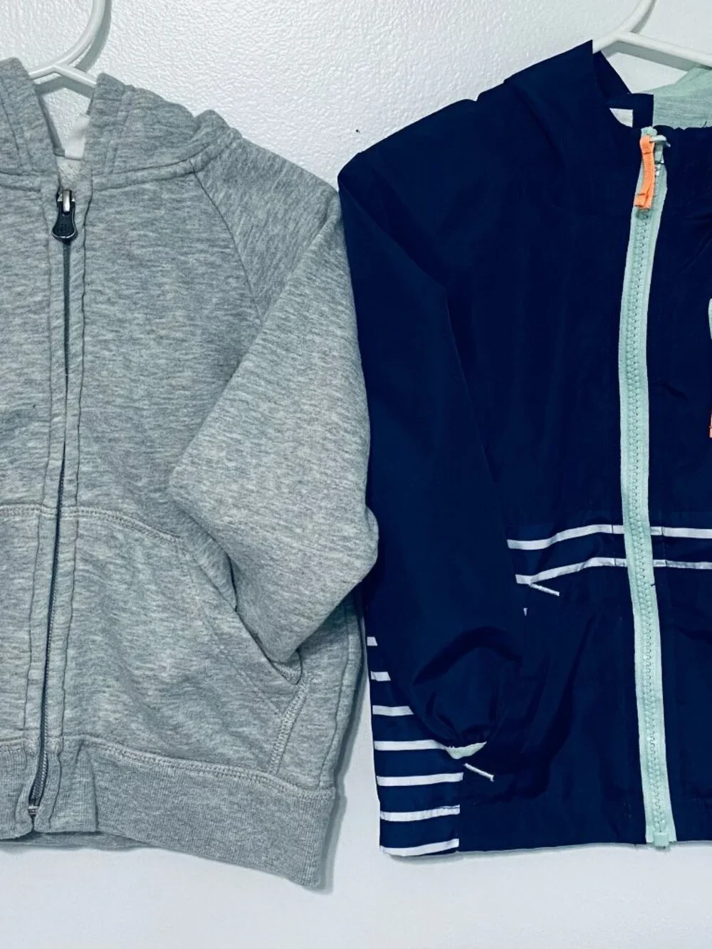 (2) Size 2T Rain Jacket (Cat & Jack, navy)/ Hoodie (BabyGap, gray) - EUC